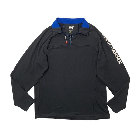 Helly Hansen Sweatshirt Mens L Large Black Ocean Power 1/4 Zip Pullover Jumper - Picture 1 of 11